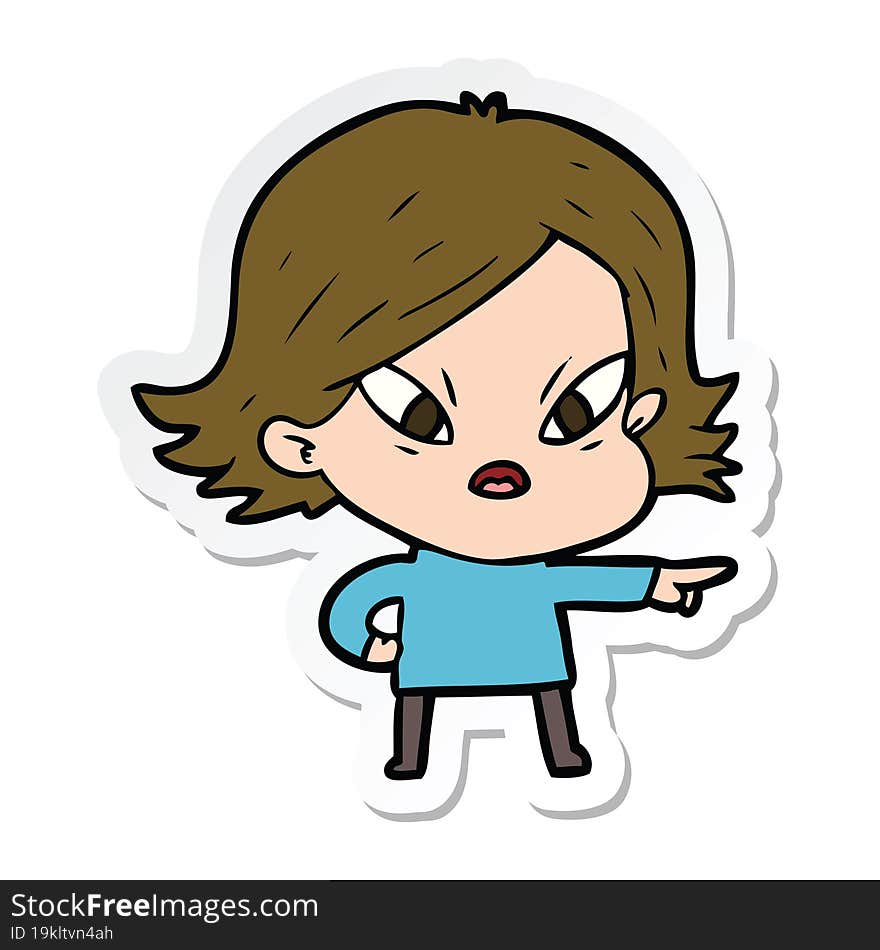 Sticker Of A Cartoon Stressed Woman