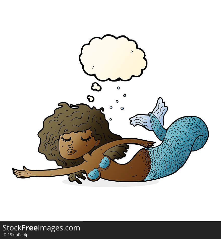 Cartoon Mermaid With Thought Bubble