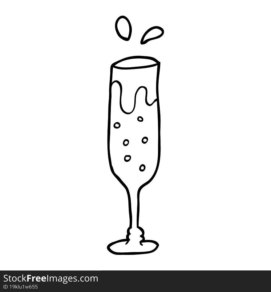 line drawing cartoon glass of champagne