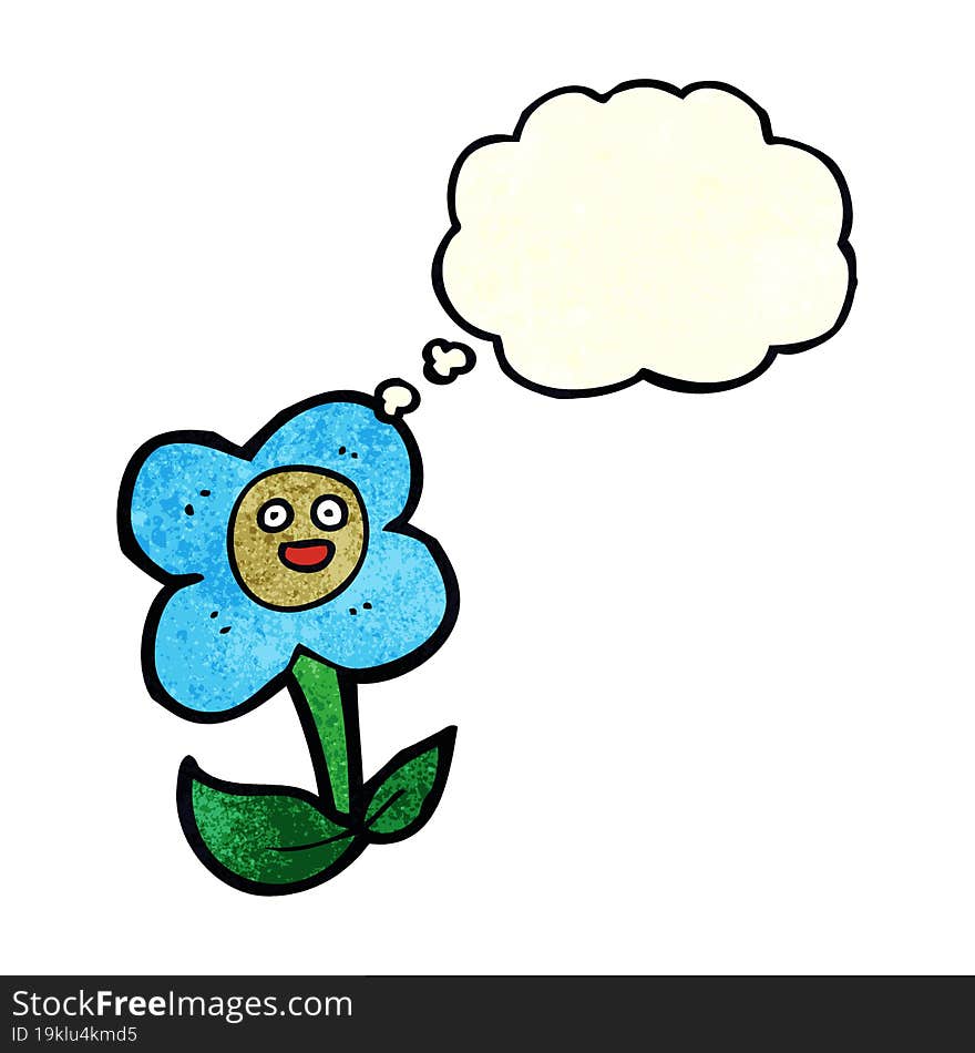 Cartoon Flower With Face With Thought Bubble