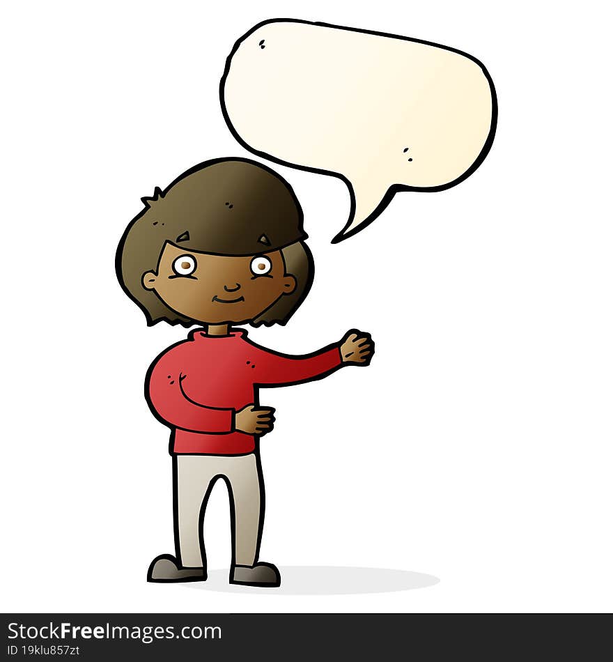 Cartoon Happy Person With Speech Bubble