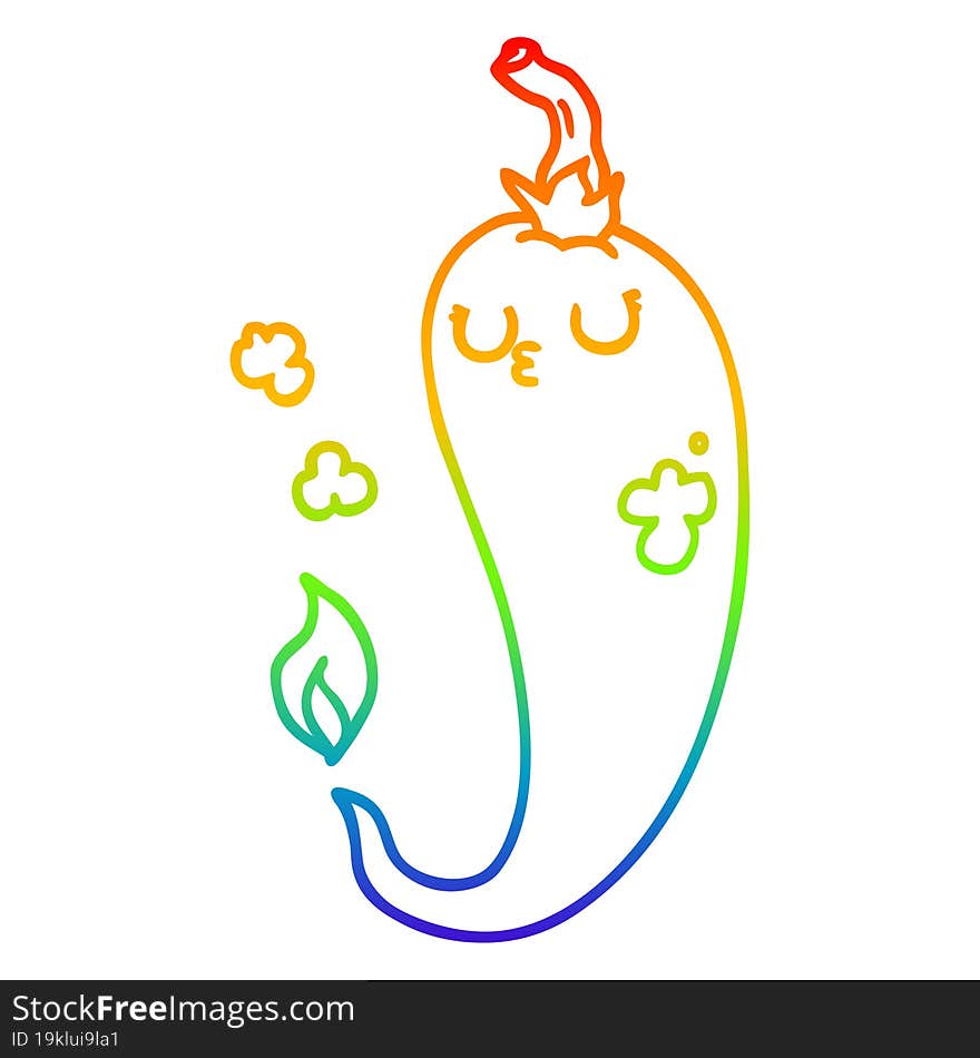 rainbow gradient line drawing cartoon hot chili pepper