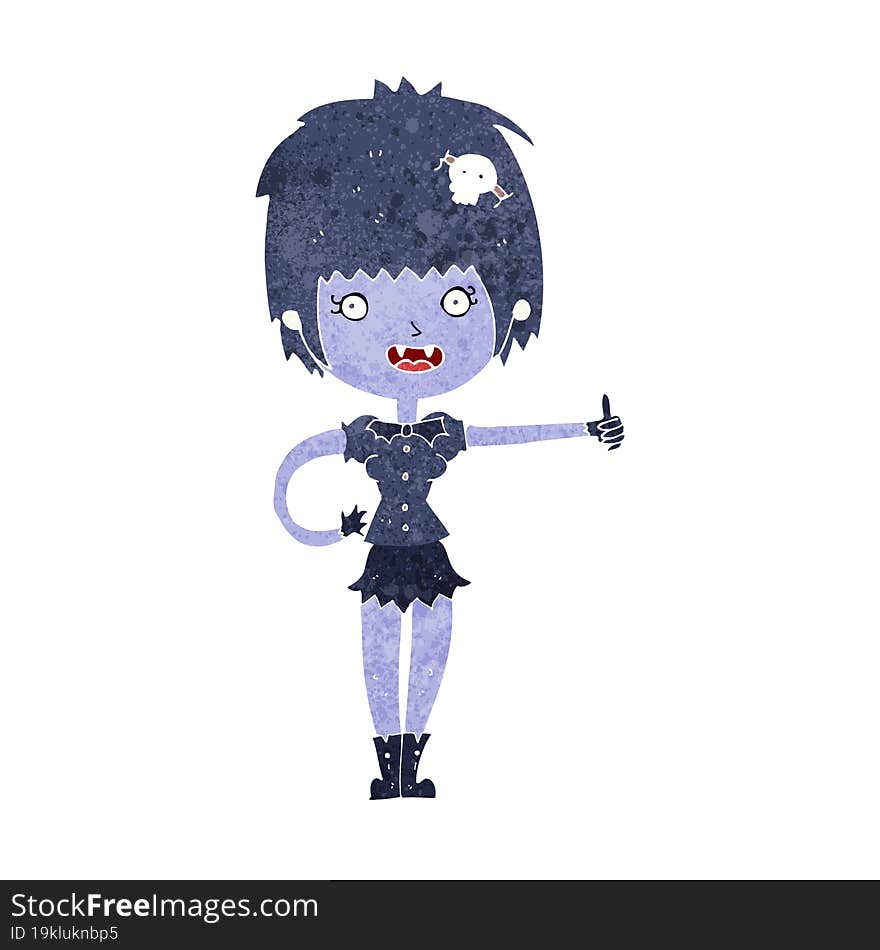 cartoon vampire girl giving thumbs up sign