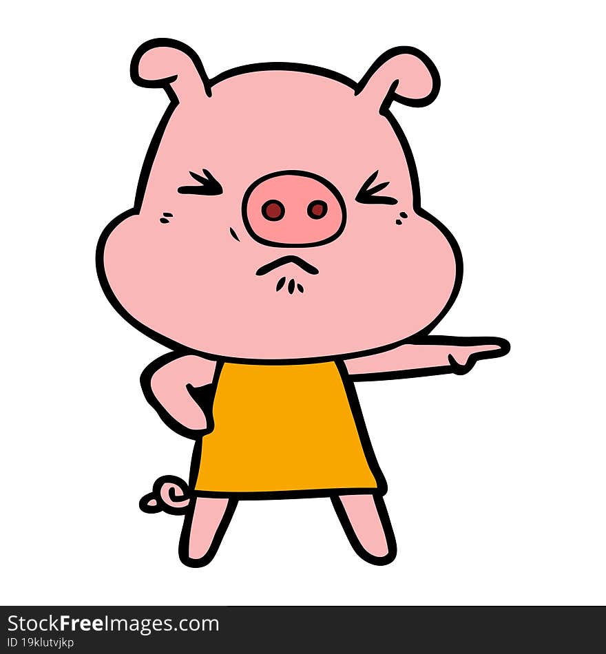 cartoon angry pig. cartoon angry pig