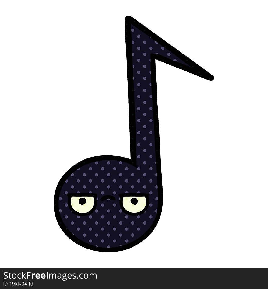 comic book style cartoon of a musical note