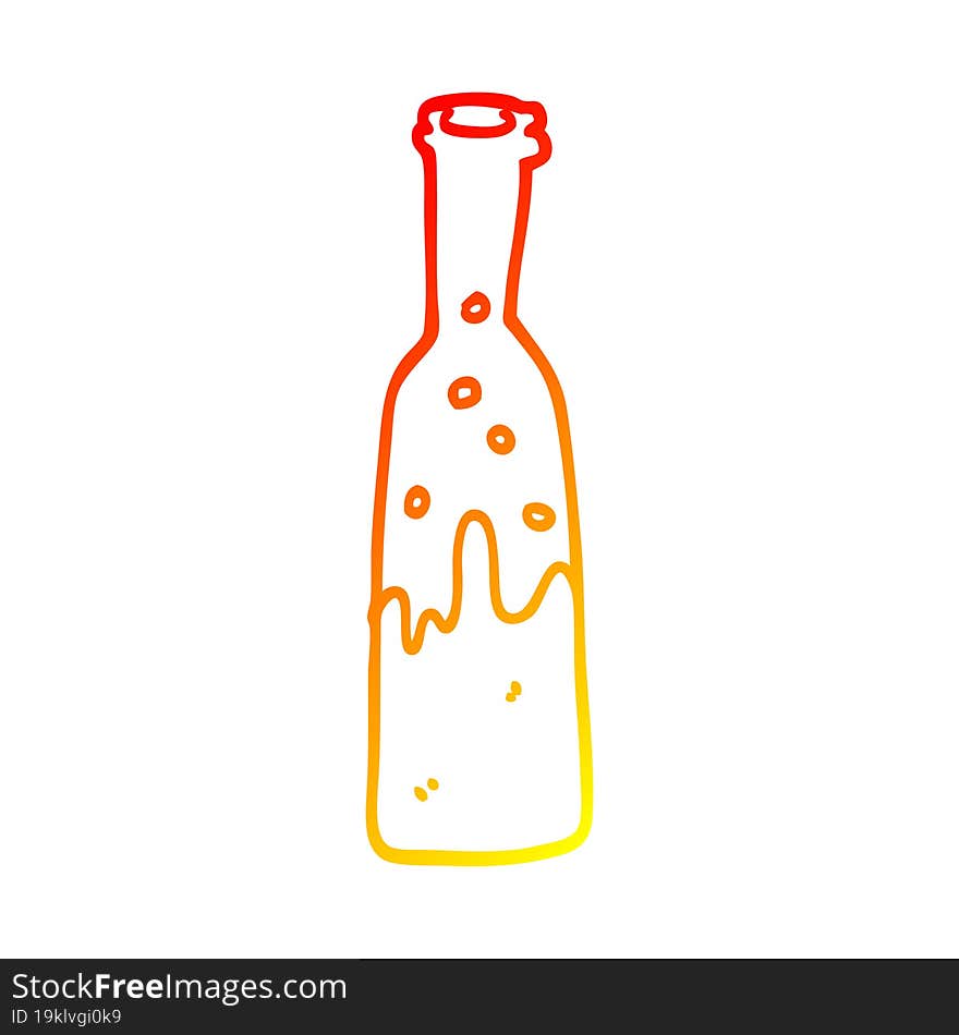 warm gradient line drawing cartoon bottle of pop