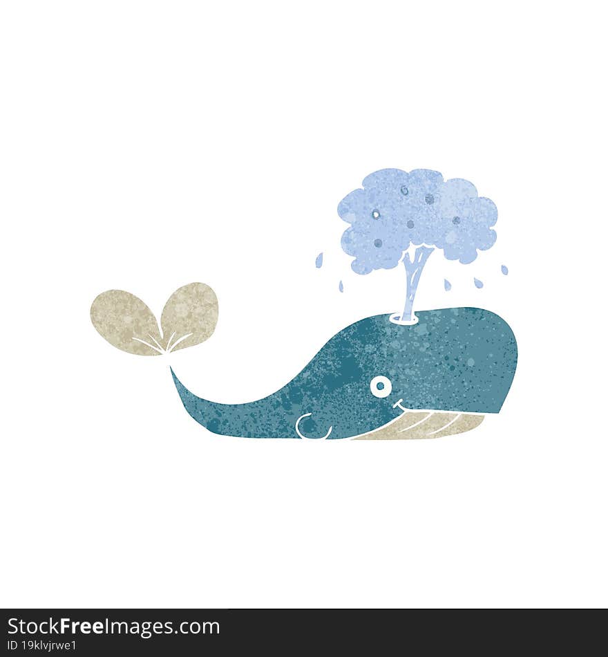 Retro Cartoon Whale Spouting Water