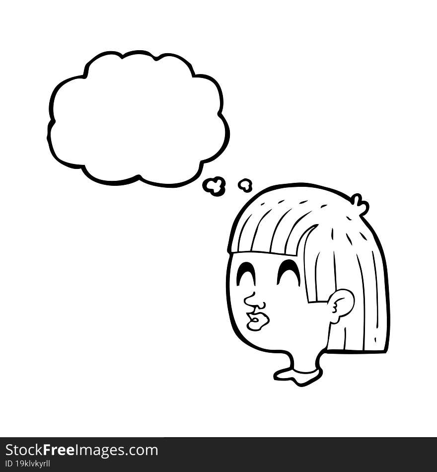 Thought Bubble Cartoon Female Face