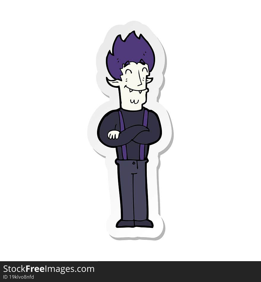 sticker of a cartoon happy vampire man