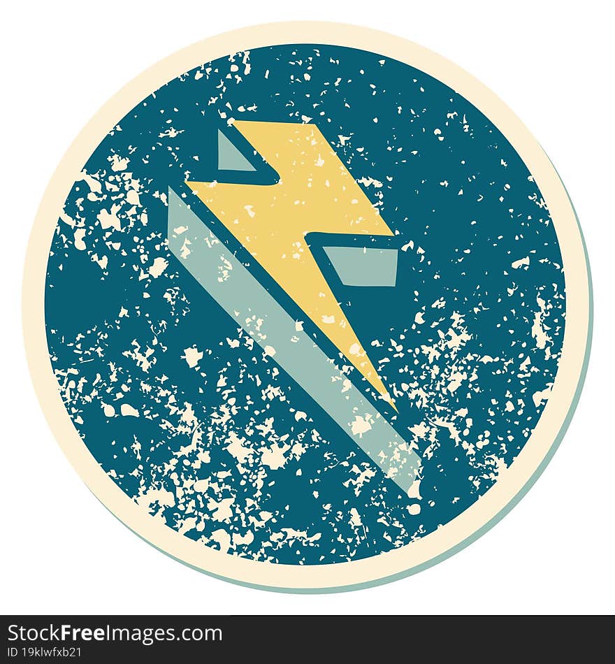 distressed sticker tattoo style icon of lightning  bolt