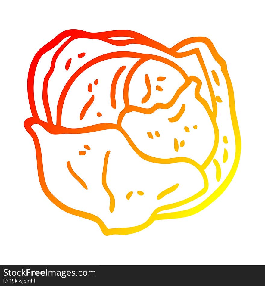 Warm Gradient Line Drawing Cartoon Organic Lettuce