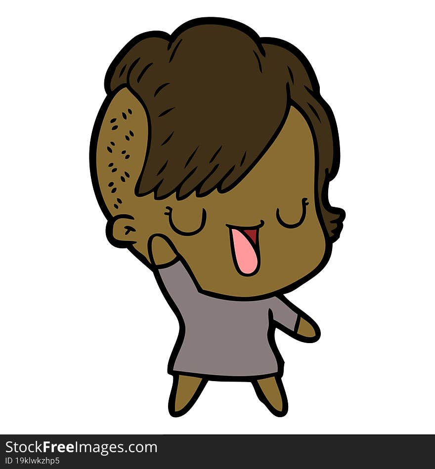 cute cartoon girl with hipster haircut. cute cartoon girl with hipster haircut