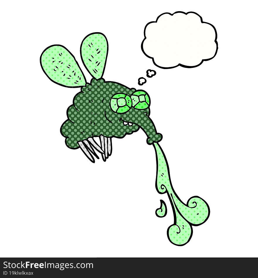 freehand drawn thought bubble cartoon gross fly