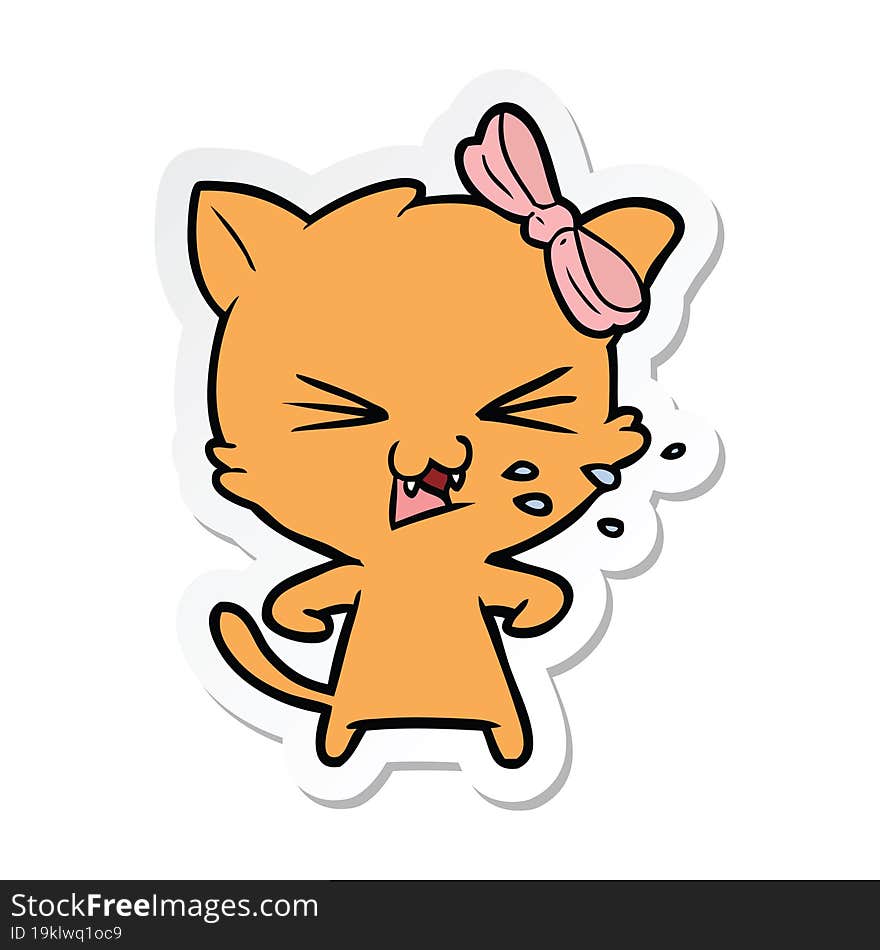 Sticker Of A Cartoon Cat