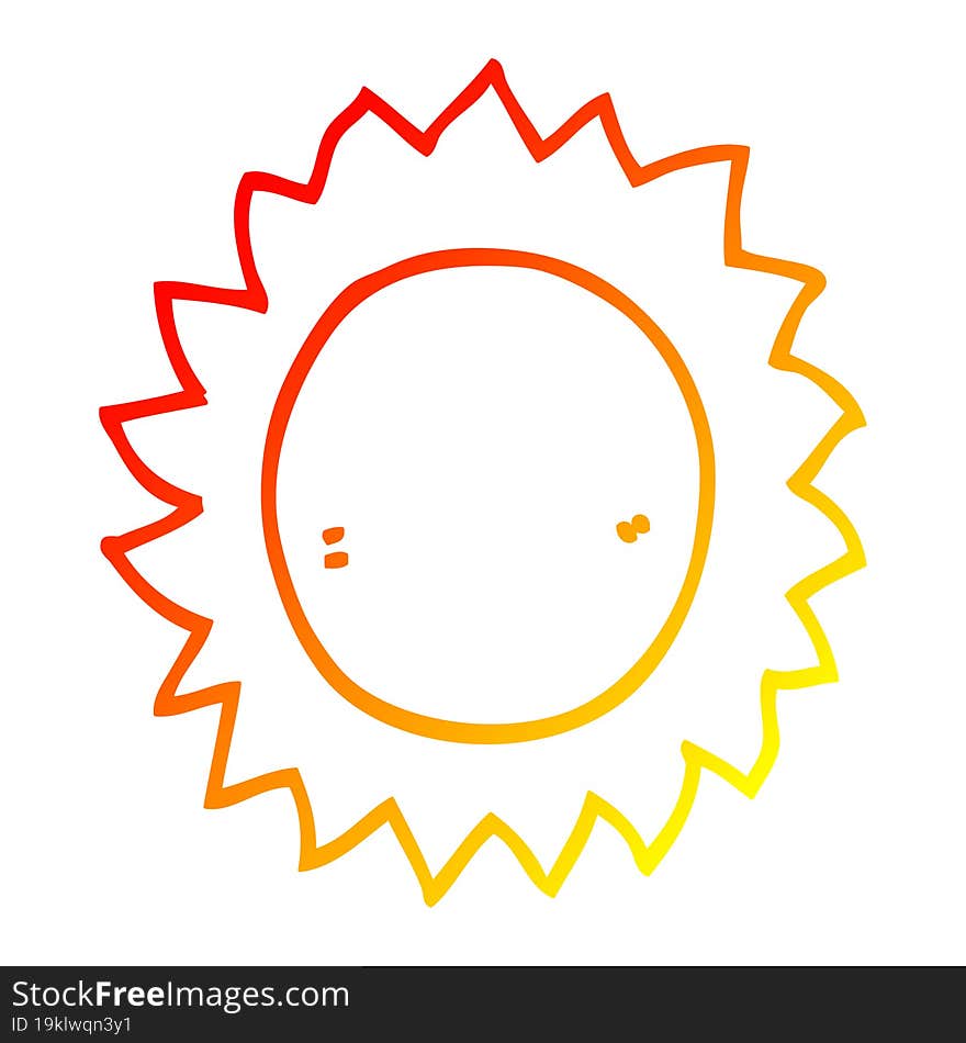 warm gradient line drawing cartoon sun