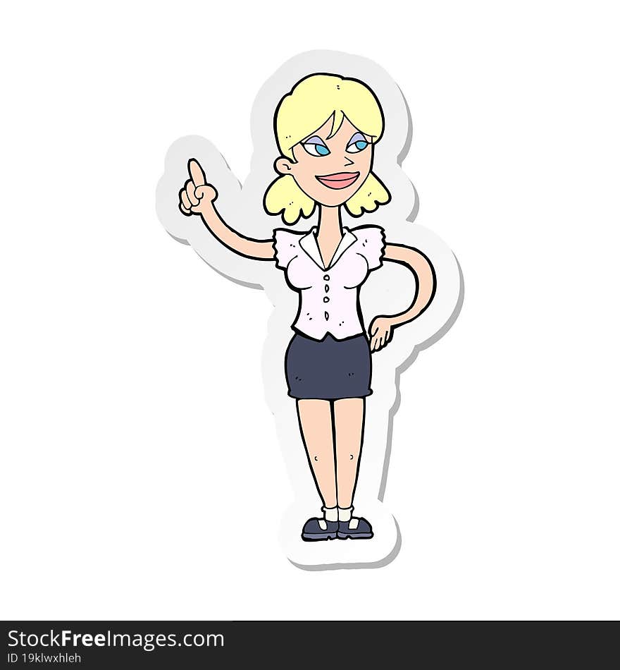 Sticker Of A Cartoon Woman With Great Idea