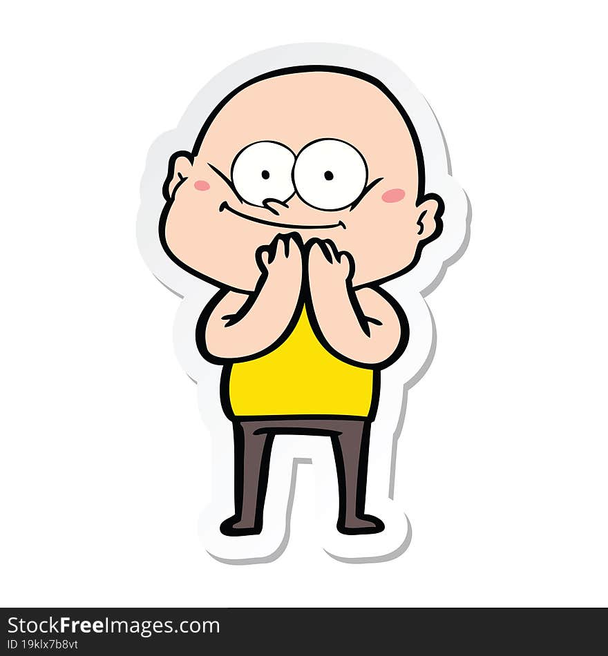 sticker of a cartoon bald man staring