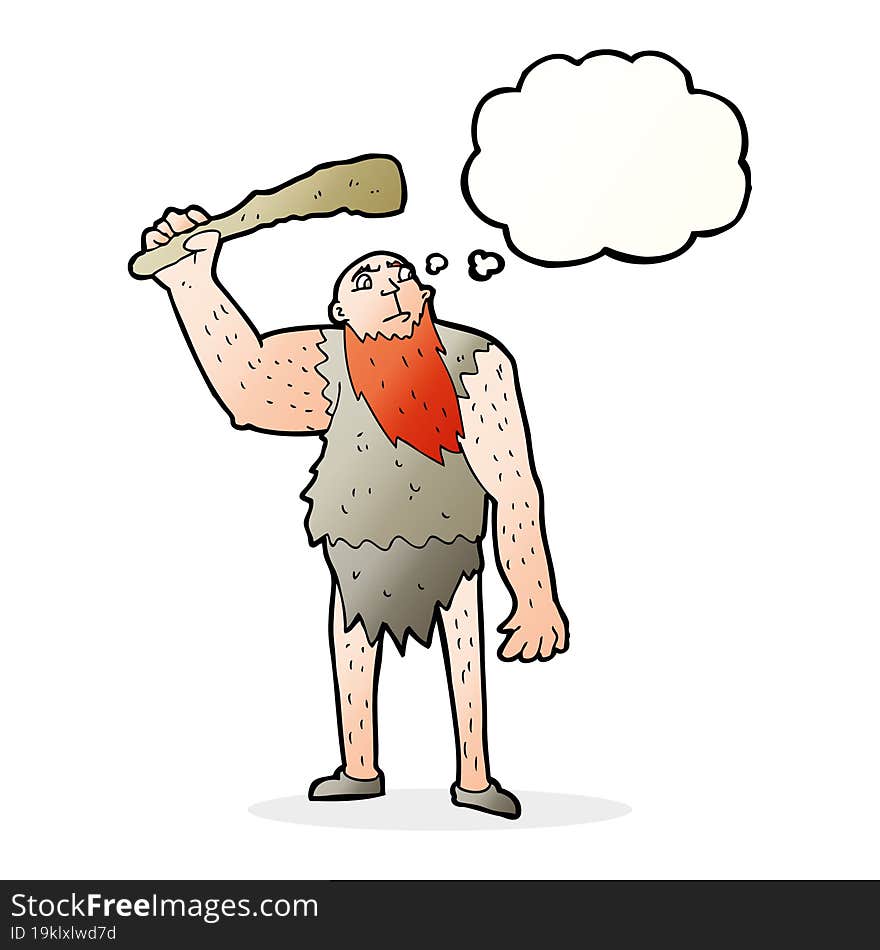 cartoon neanderthal with thought bubble