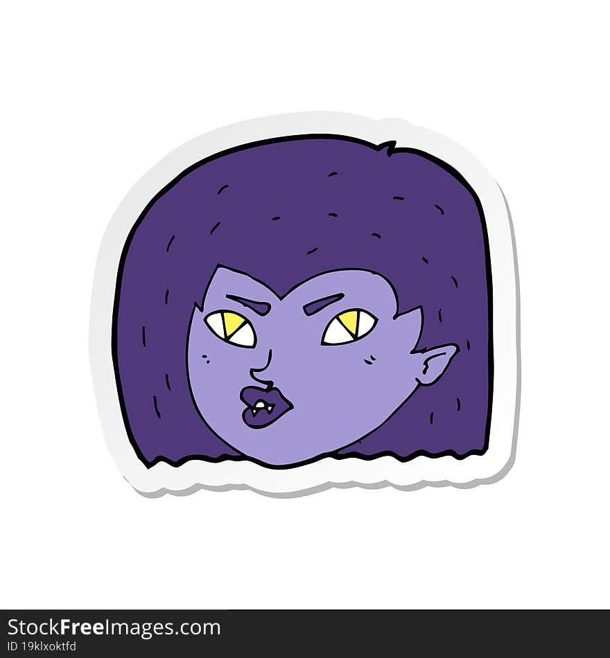 Sticker Of A Cartoon Vampire Face