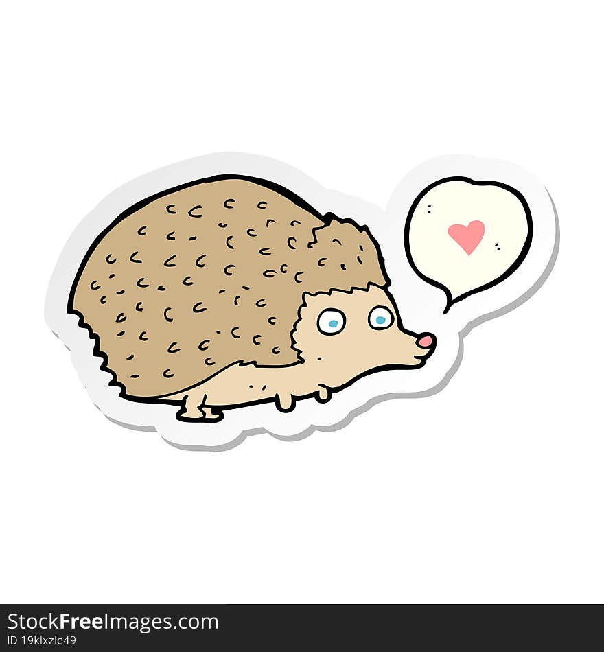 sticker of a cartoon cute hedgehog