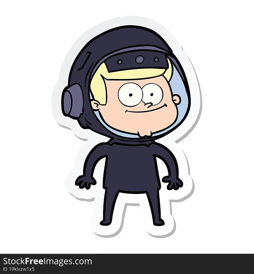 sticker of a happy astronaut cartoon