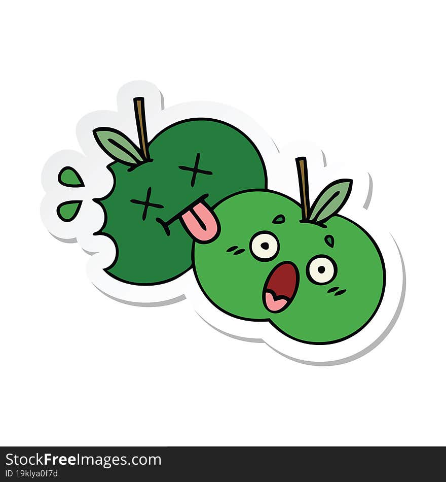 Sticker Of A Cute Cartoon Apples