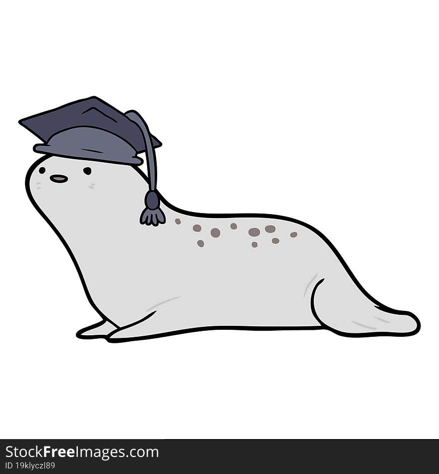 cute cartoon seal graduate. cute cartoon seal graduate