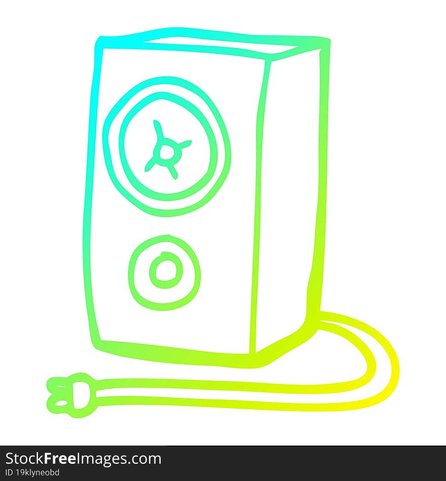 Cold Gradient Line Drawing Cartoon Old Wood Speaker