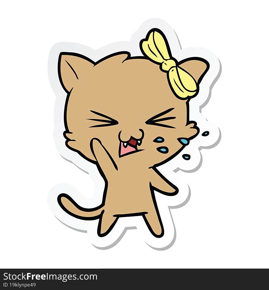 Sticker Of A Cartoon Cat