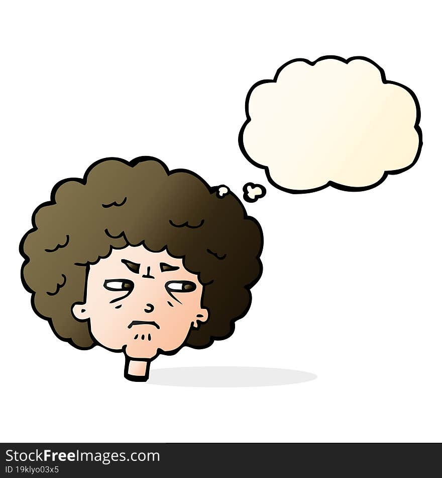 cartoon bitter old woman with thought bubble