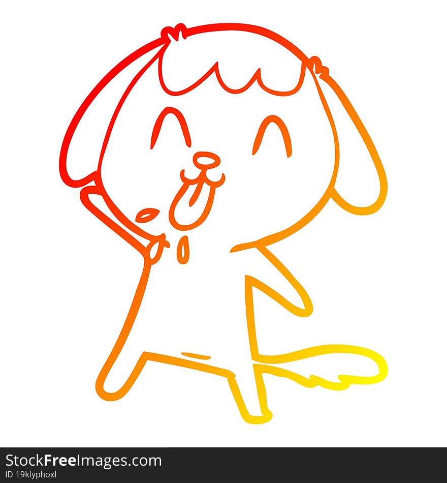 Warm Gradient Line Drawing Cute Cartoon Dog