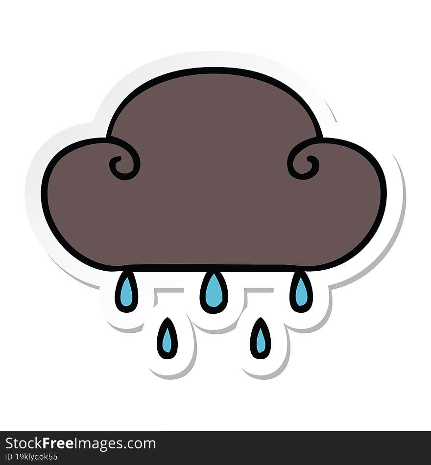 sticker of a quirky hand drawn cartoon rain cloud