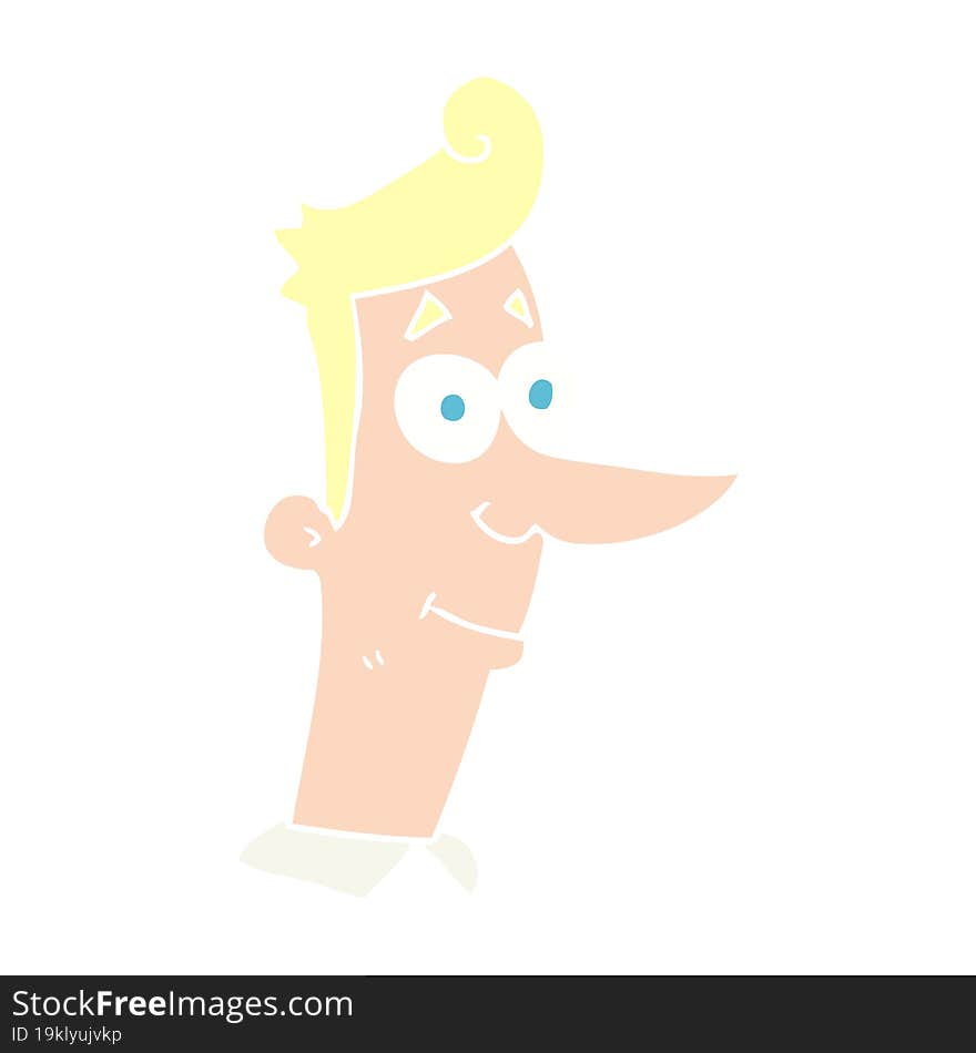 flat color illustration of a cartoon smiling man