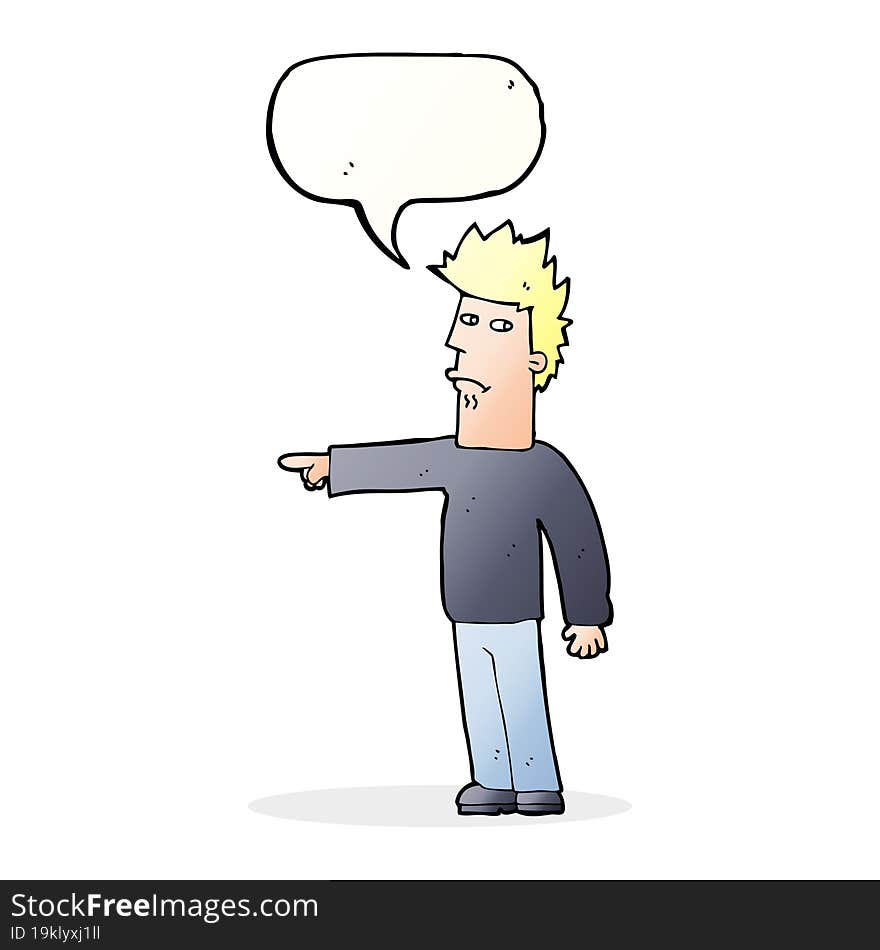 Cartoon Man Pointing With Speech Bubble