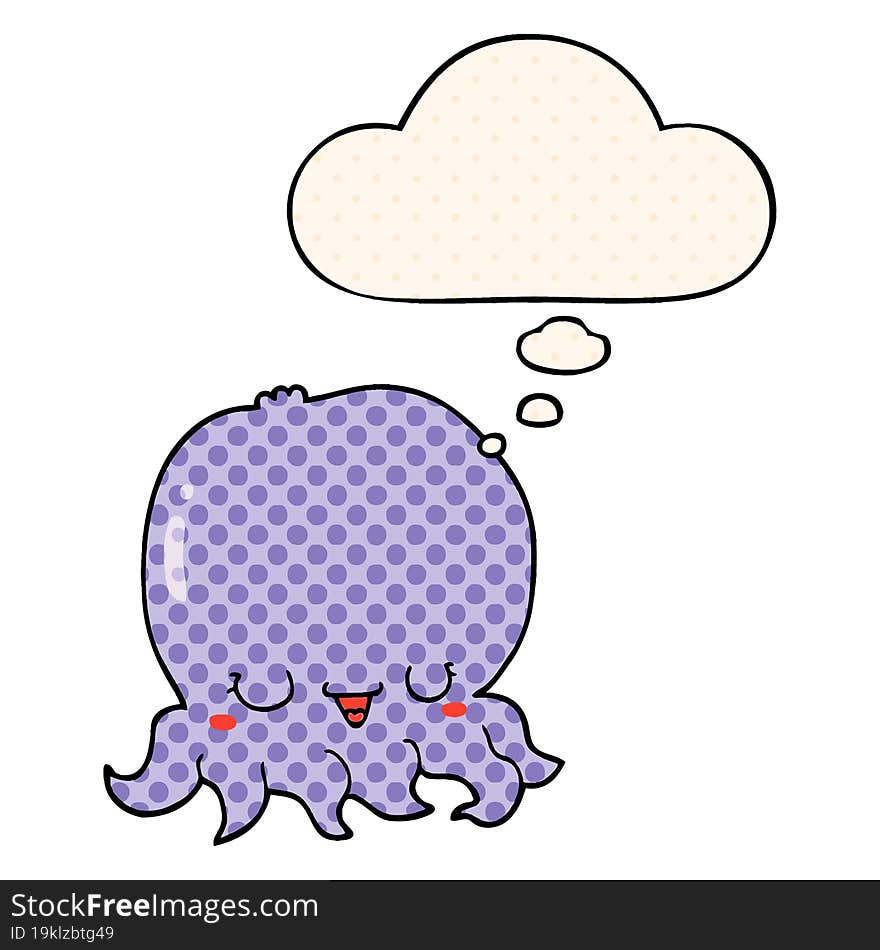 Cartoon Jellyfish And Thought Bubble In Comic Book Style