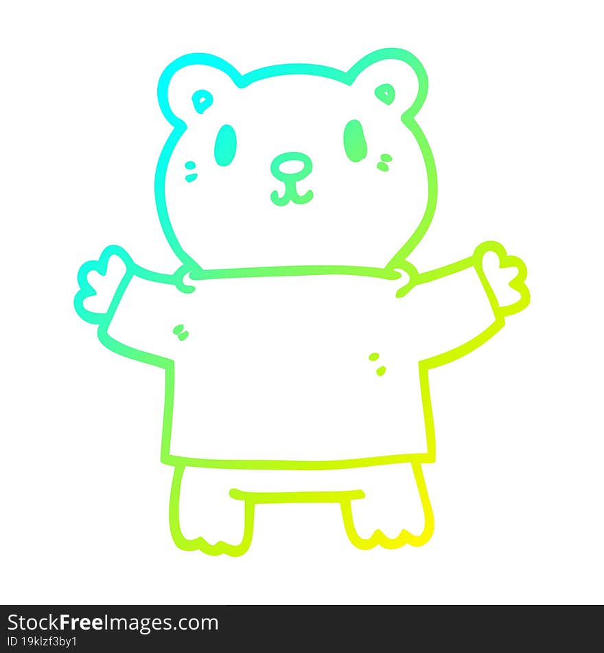 cold gradient line drawing cartoon teddy bear