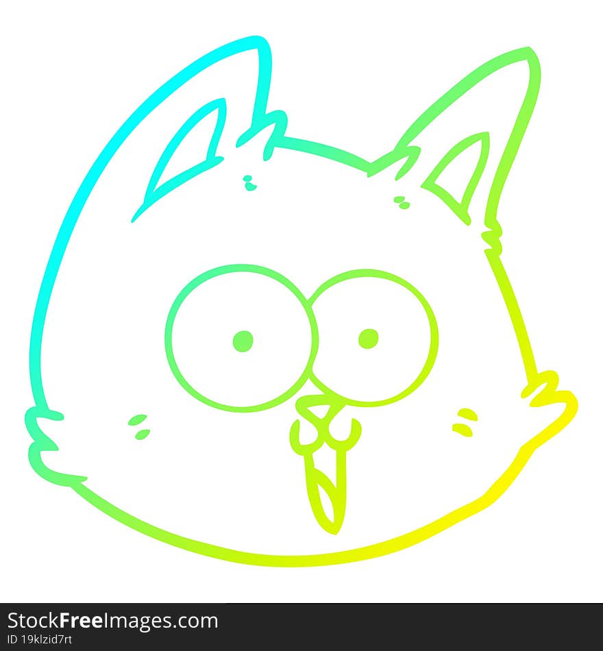 cold gradient line drawing cartoon cat face