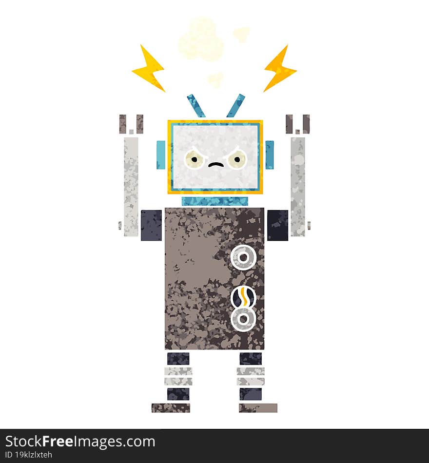 Retro Illustration Style Cartoon Robot