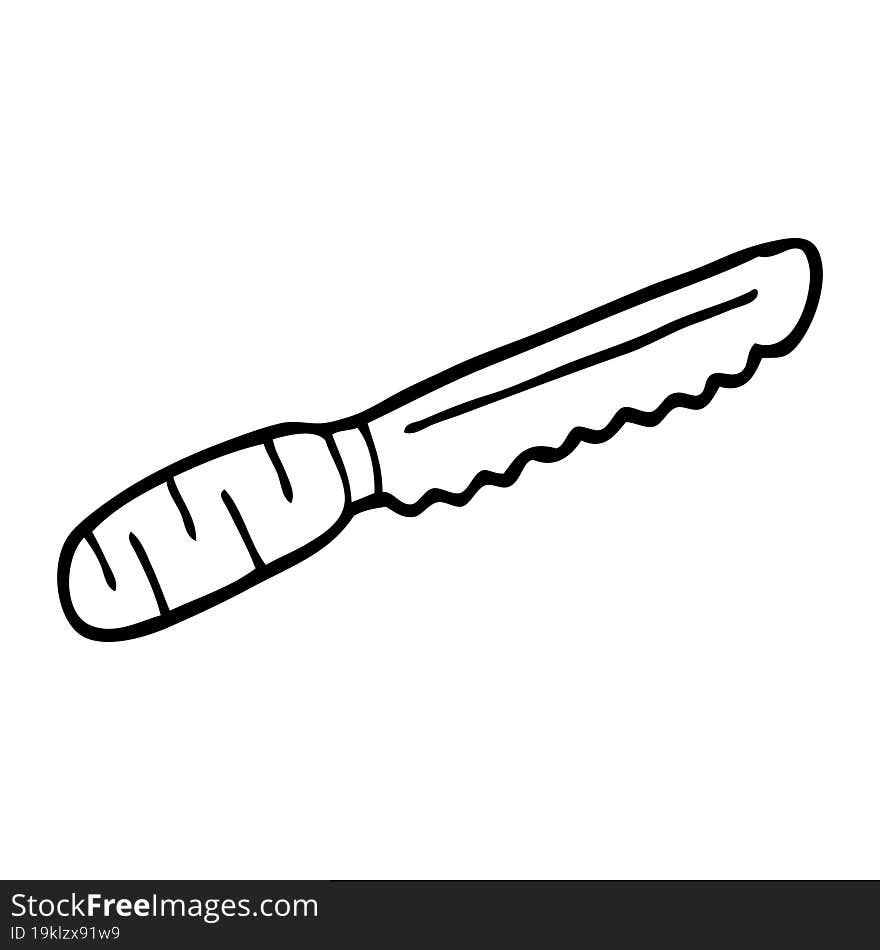 line drawing cartoon bread knife