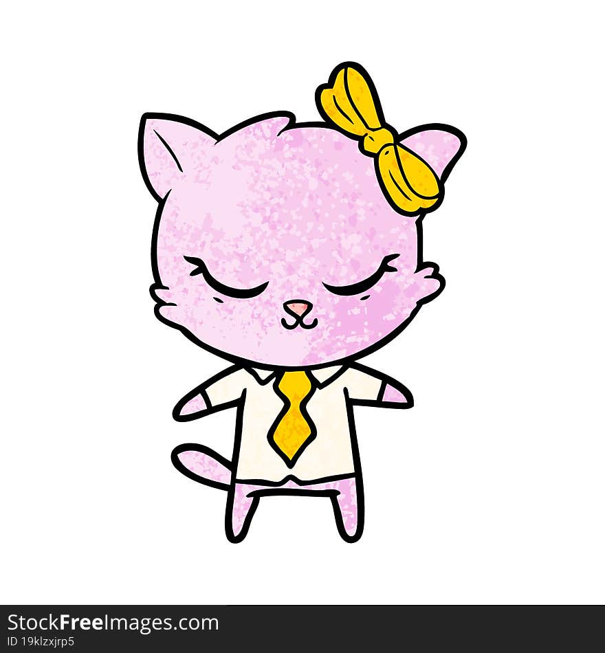 cute cartoon business cat with bow. cute cartoon business cat with bow