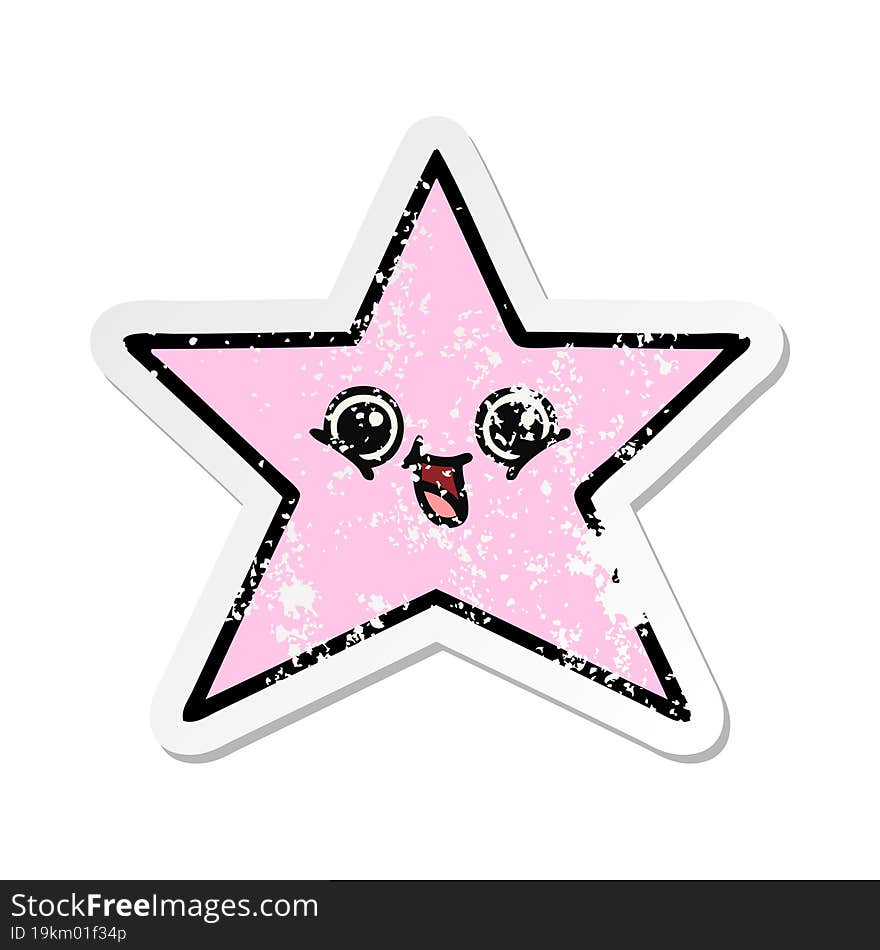 Distressed Sticker Of A Cute Cartoon Star Fish