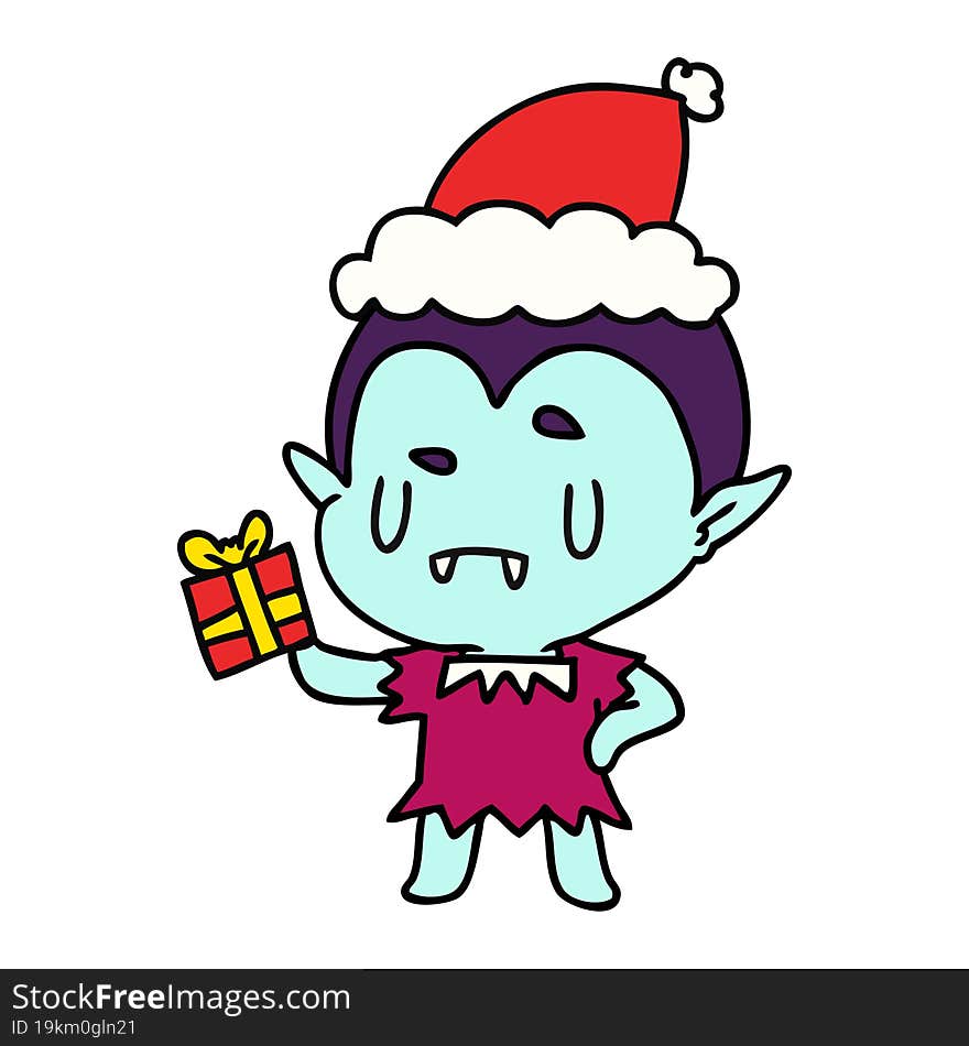 hand drawn christmas cartoon of kawaii vampire