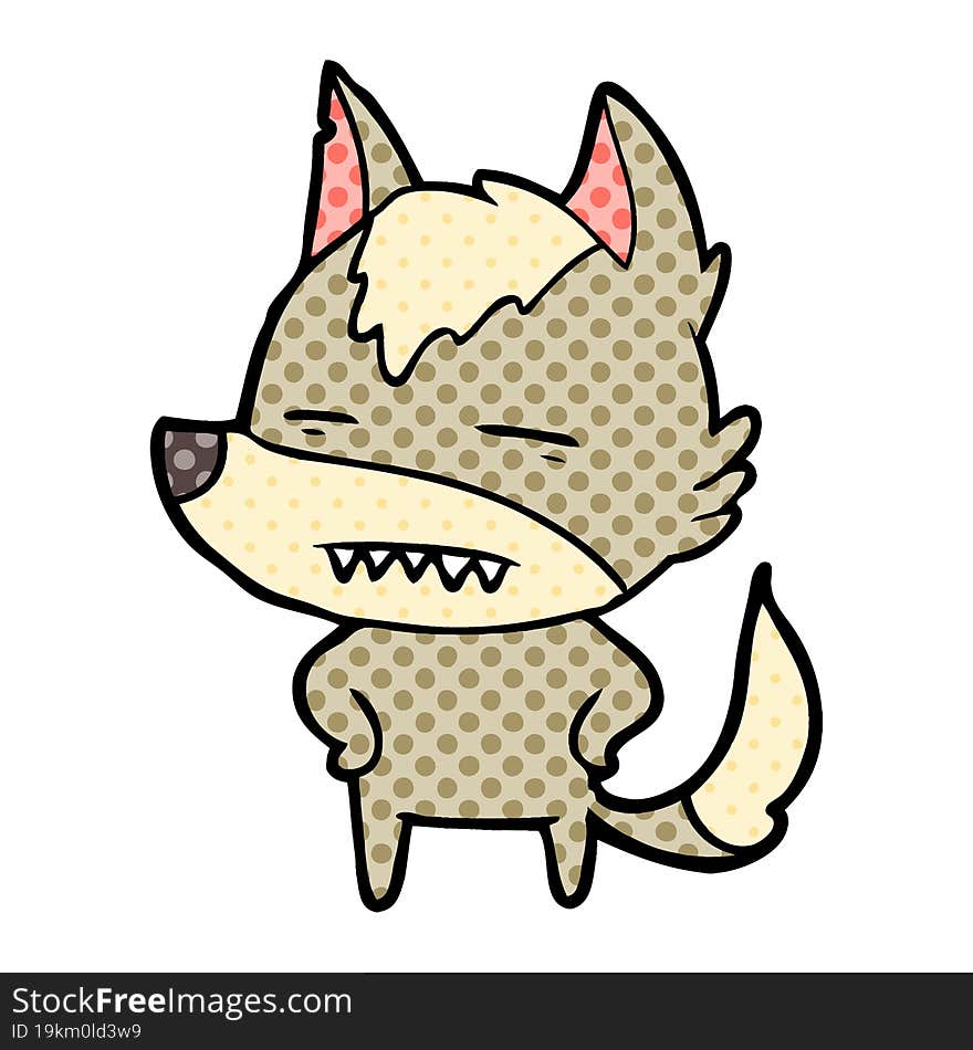 cartoon wolf showing teeth. cartoon wolf showing teeth