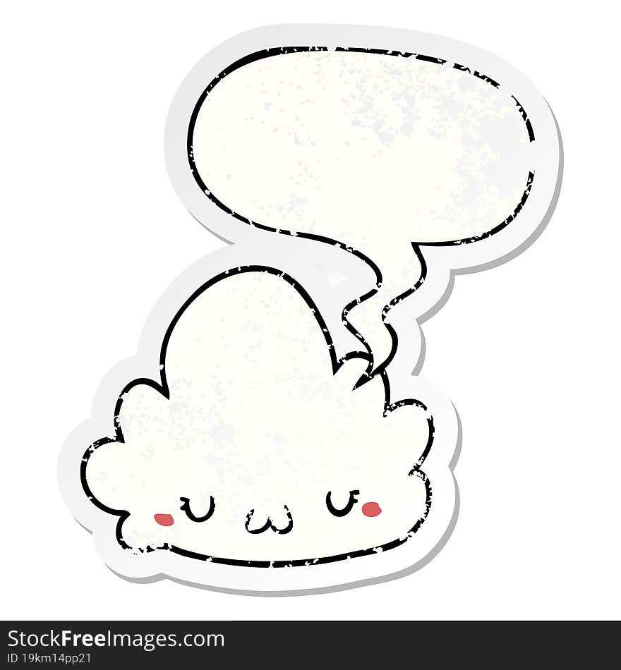 Cute Cartoon Cloud And Speech Bubble Distressed Sticker