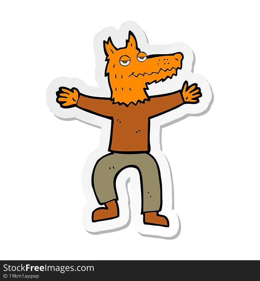 Sticker Of A Cartoon Fox Man