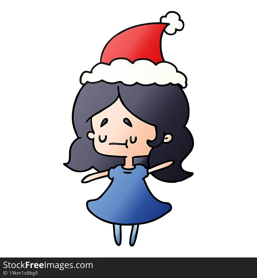 hand drawn christmas gradient cartoon of kawaii girl