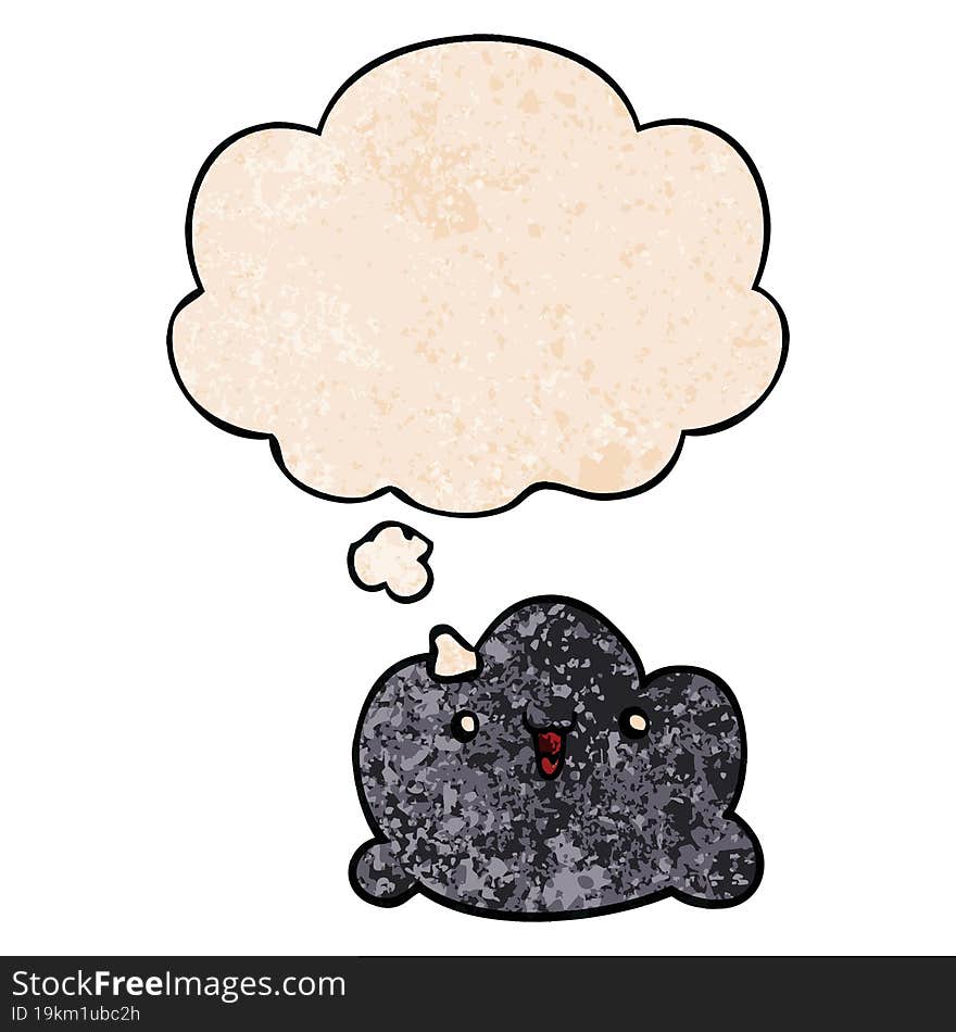 cartoon cloud and thought bubble in grunge texture pattern style