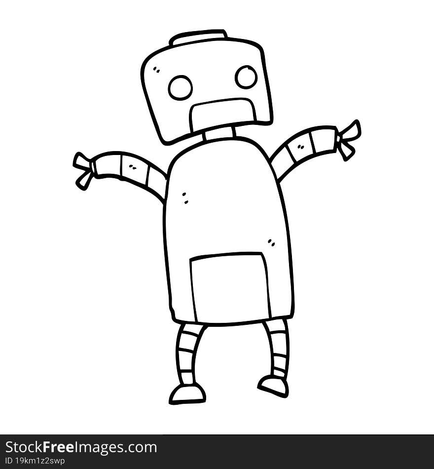 line drawing cartoon robot dancing