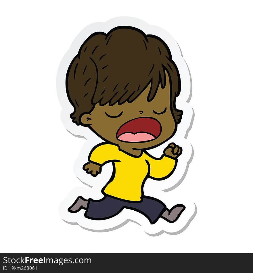 sticker of a cartoon woman talking