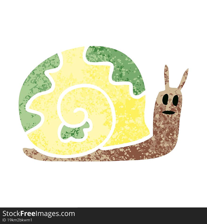 retro illustration style quirky cartoon snail. retro illustration style quirky cartoon snail